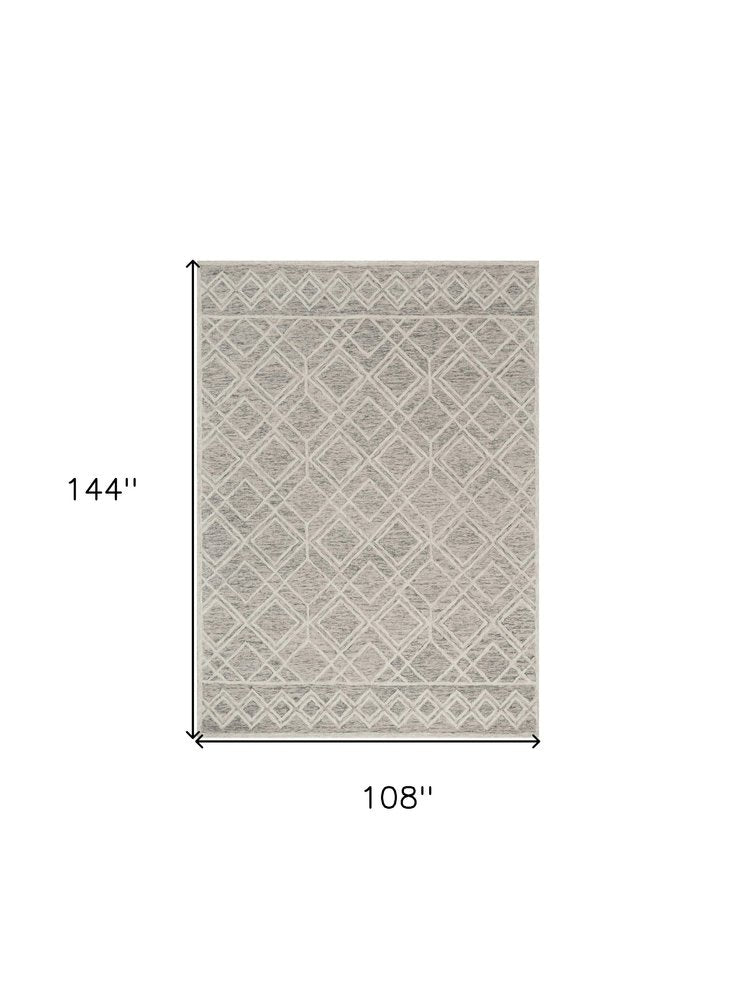 2' X 4' Sand Beige And Ivory Wool Geometric Hand Tufted Area Rug