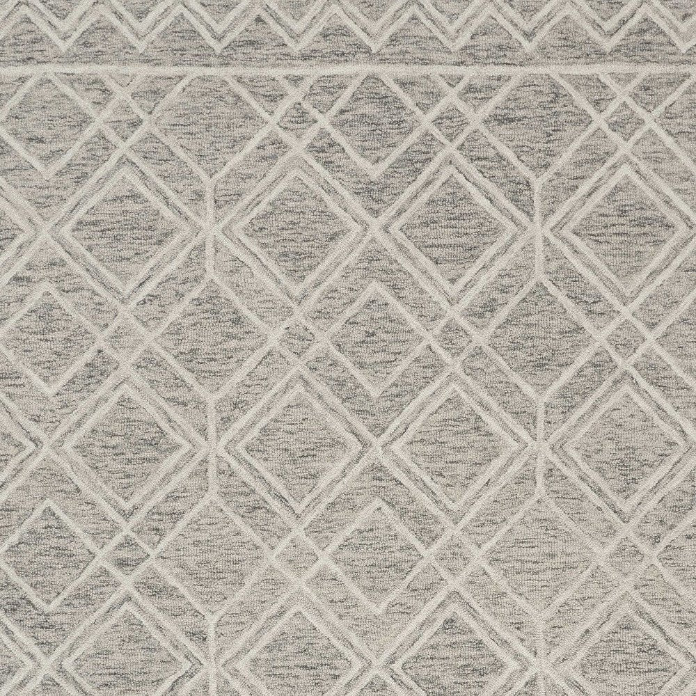 2' X 4' Sand Beige And Ivory Wool Geometric Hand Tufted Area Rug
