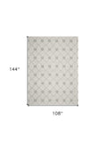 9' X 12' Ivory And Gray Wool Ogee Hand Tufted Area Rug