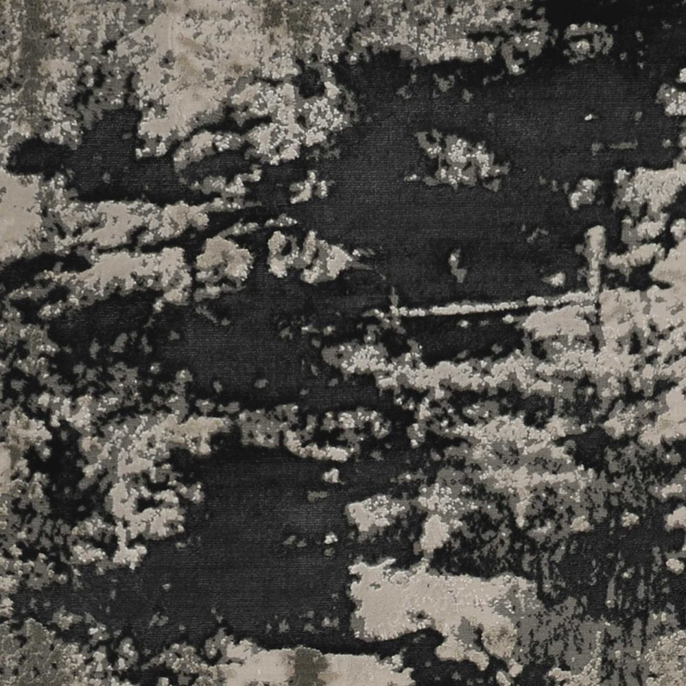 10' X 13' Black And Silver Abstract Area Rug