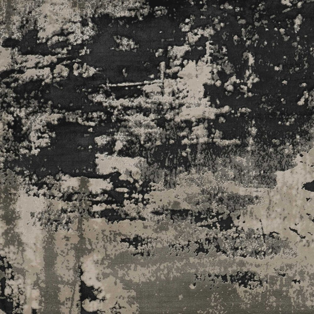 10' X 13' Black And Silver Abstract Area Rug