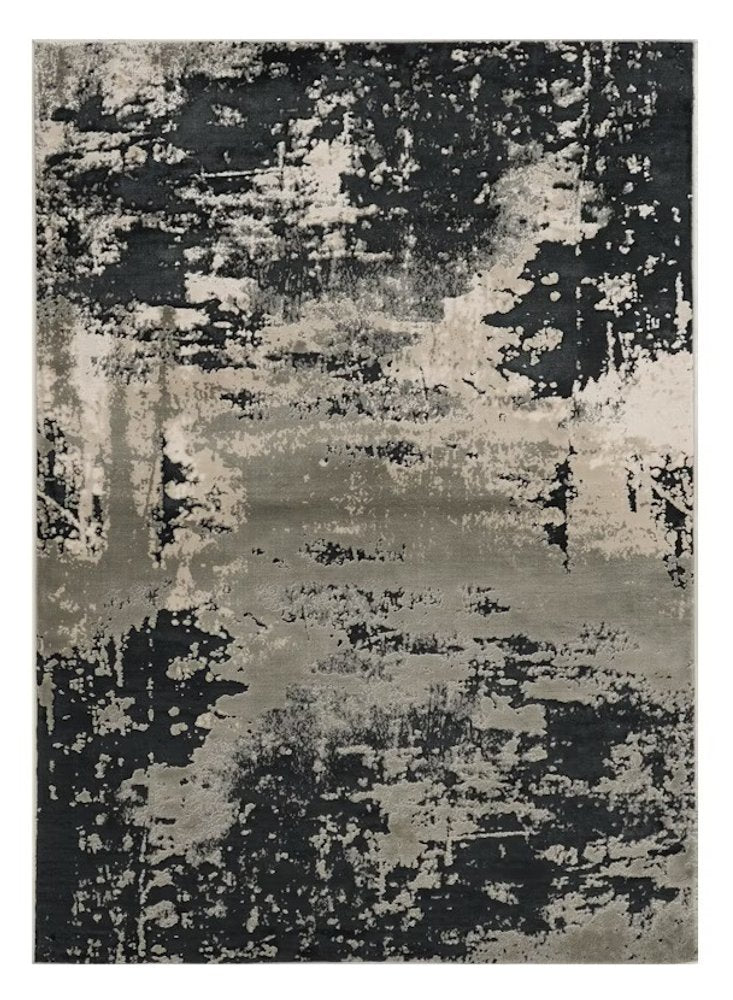10' X 13' Black And Silver Abstract Area Rug
