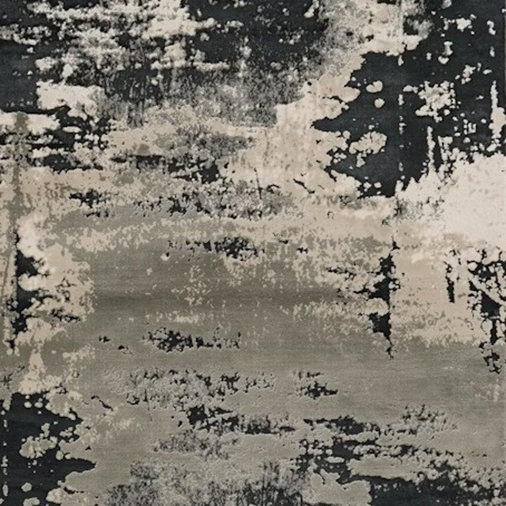 10' X 13' Black And Silver Abstract Area Rug