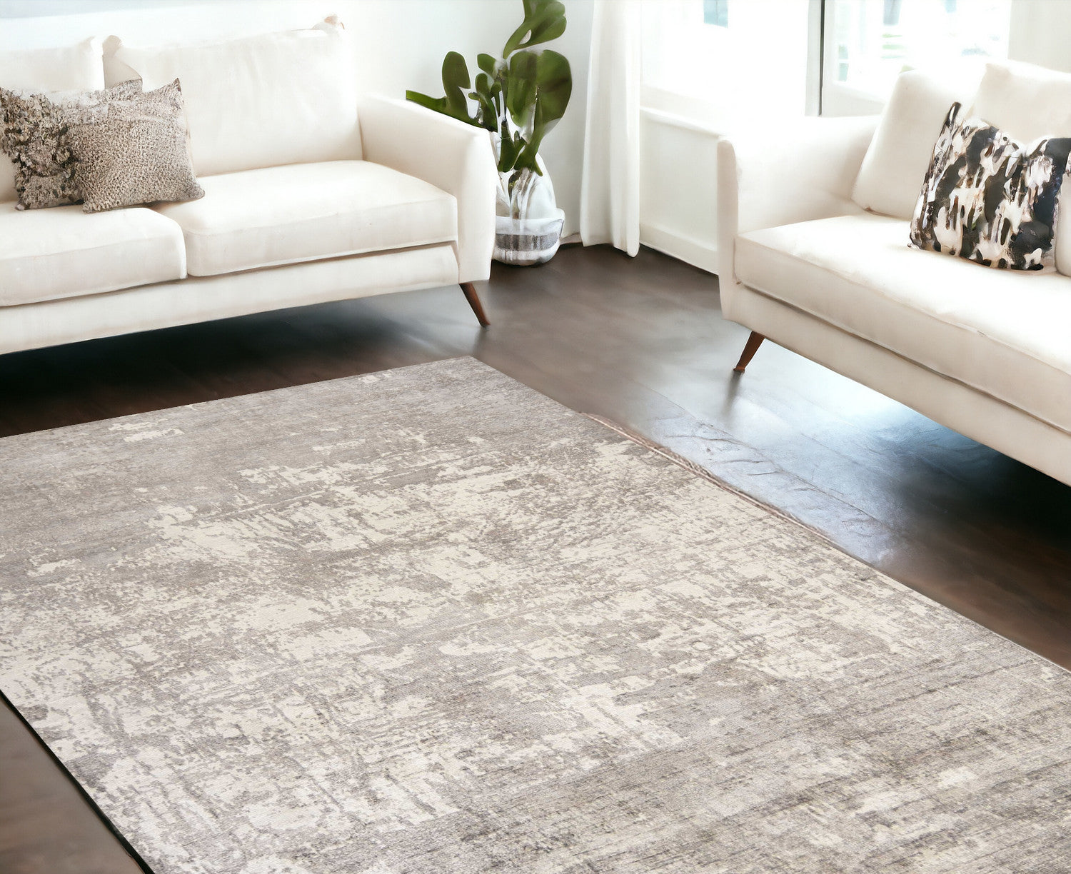 8' X 11' Beige Abstract Hand Loomed Area Rug