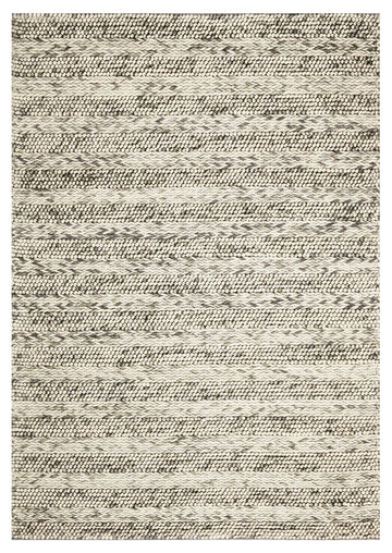 5' X 7' Gray And Ivory Wool Striped Hand Woven Area Rug