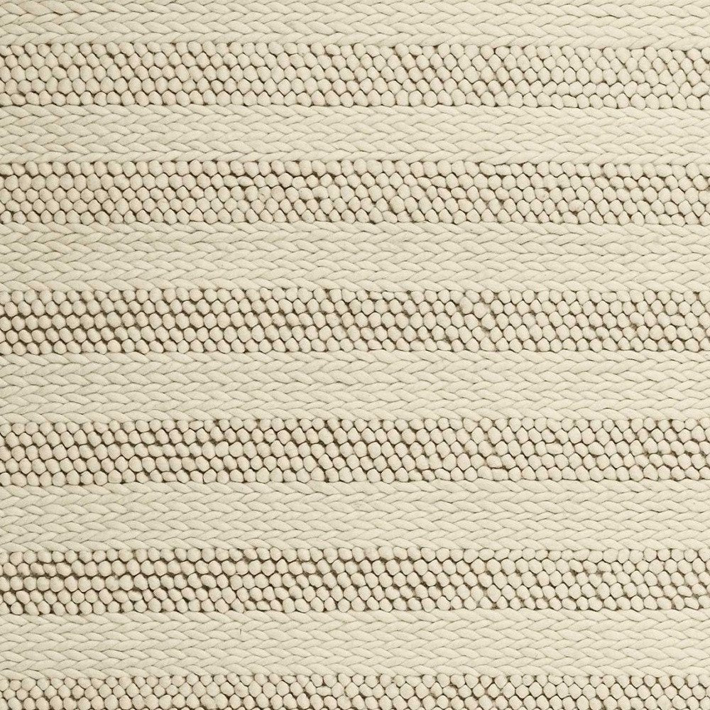 9' X 13' Ivory And White Wool Striped Hand Woven Area Rug