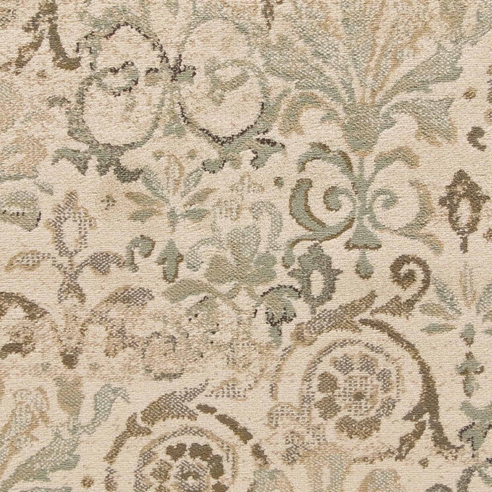 5' X 8' Ivory And Brown Floral Medallion Area Rug