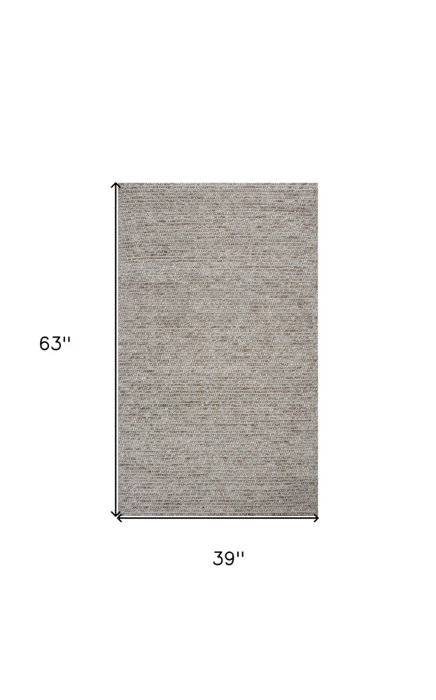5' X 7' Natural Wool Hand Woven Area Rug