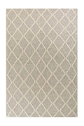 3' X 5' Gray And Ivory New Zealand Lambs Wool Diamond Area Rug