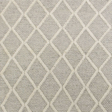 3' X 5' Gray And Ivory New Zealand Lambs Wool Diamond Area Rug
