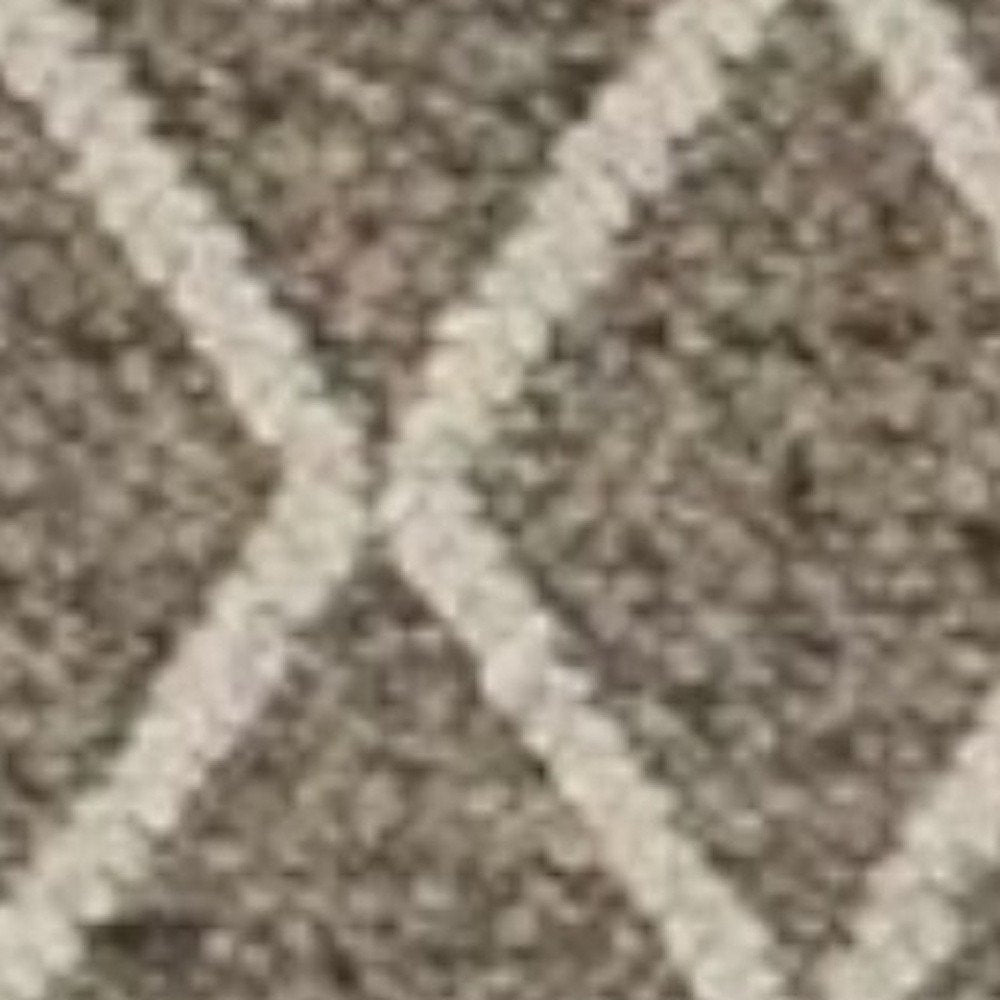 3' X 5' Gray And Ivory New Zealand Lambs Wool Diamond Area Rug