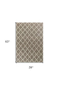 3' X 5' Gray And Ivory New Zealand Lambs Wool Diamond Area Rug