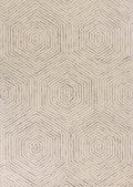 5' X 7' Sand And Beige Wool Geometric Hand Tufted Area Rug