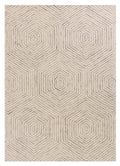 5' X 7' Sand And Beige Wool Geometric Hand Tufted Area Rug