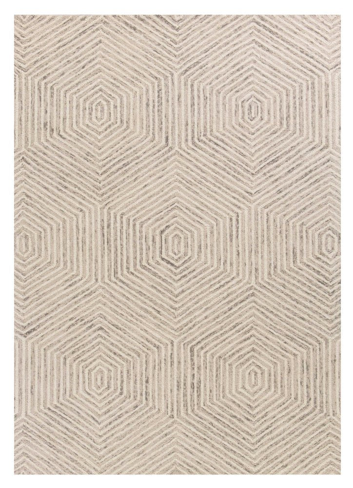 5' X 7' Sand And Beige Wool Geometric Hand Tufted Area Rug