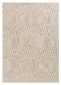 2' X 4' Sand And Beige Wool Geometric Hand Tufted Area Rug