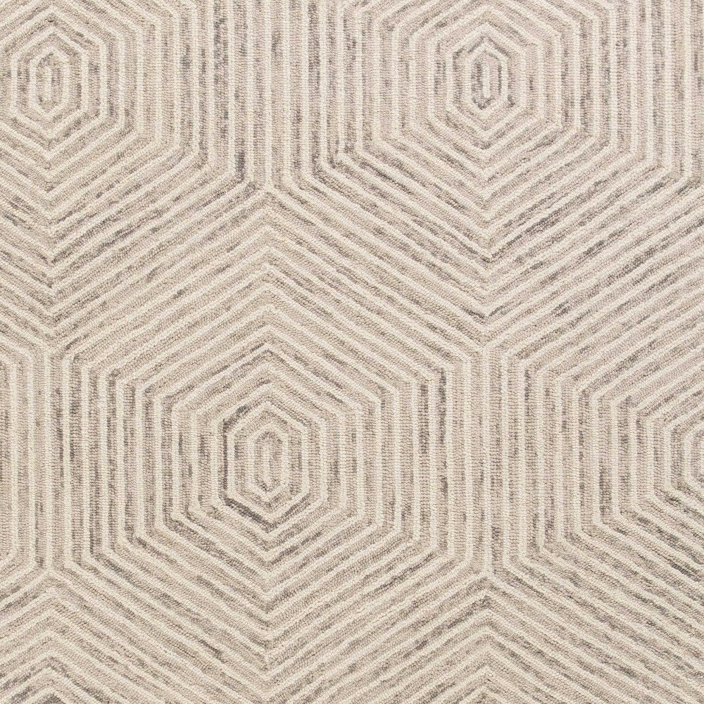 5' X 7' Sand And Beige Wool Geometric Hand Tufted Area Rug