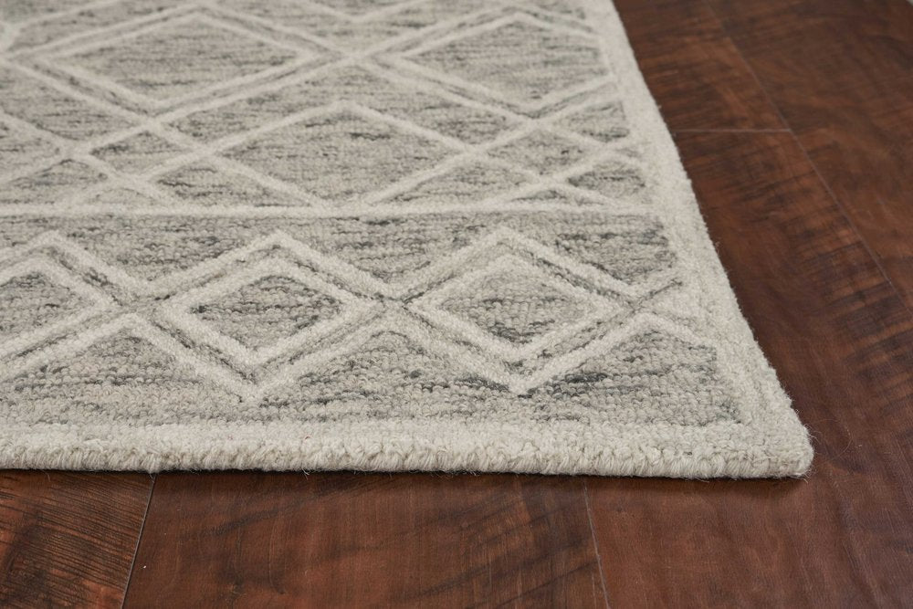 2' X 4' Sand Beige And Ivory Wool Geometric Hand Tufted Area Rug