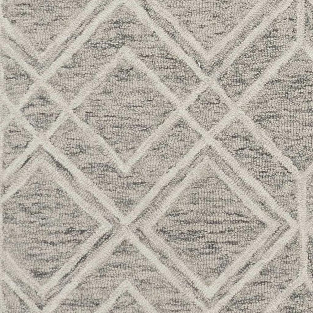 2' X 4' Sand Beige And Ivory Wool Geometric Hand Tufted Area Rug