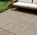 5' X 8' Beige And Ivory Geometric Indoor Outdoor Area Rug