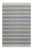 5' X 7' Ivory And Blue Abstract Handmade Indoor Outdoor Area Rug