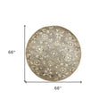 5' Gray Ivory And Brown Wool Floral Hand Tufted Round Rug