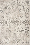 7' Gray And Tan Floral Distressed Runner Rug
