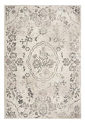 7' Gray And Tan Floral Distressed Runner Rug