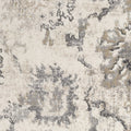 7' Ivory And Gray Floral Medallion Distressed Runner Rug