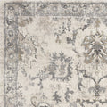 7' Ivory And Gray Floral Medallion Distressed Runner Rug