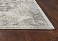 7' Ivory And Gray Floral Medallion Distressed Runner Rug