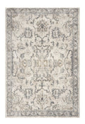 7' Ivory And Gray Floral Medallion Distressed Runner Rug