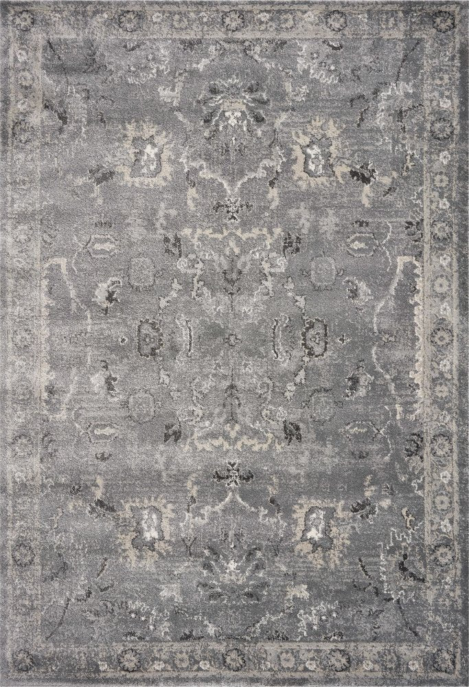 5' X 8' Gray And Light Gray Floral Medallion Area Rug