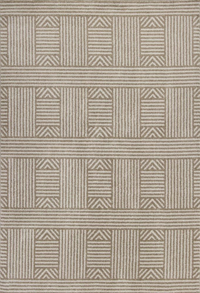 5' X 8' Beige And Ivory Geometric Indoor Outdoor Area Rug