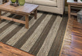 5' X 7' Brown and Beige Striped Hand Woven Area Rug
