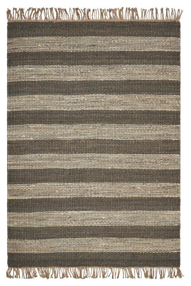 5' X 7' Brown and Beige Striped Hand Woven Area Rug
