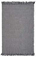 5' X 8' Ivory And Gray Wool Houndstooth Hand Woven Area Rug With Fringe