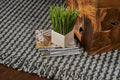 5' X 8' Ivory And Gray Wool Houndstooth Hand Woven Area Rug With Fringe