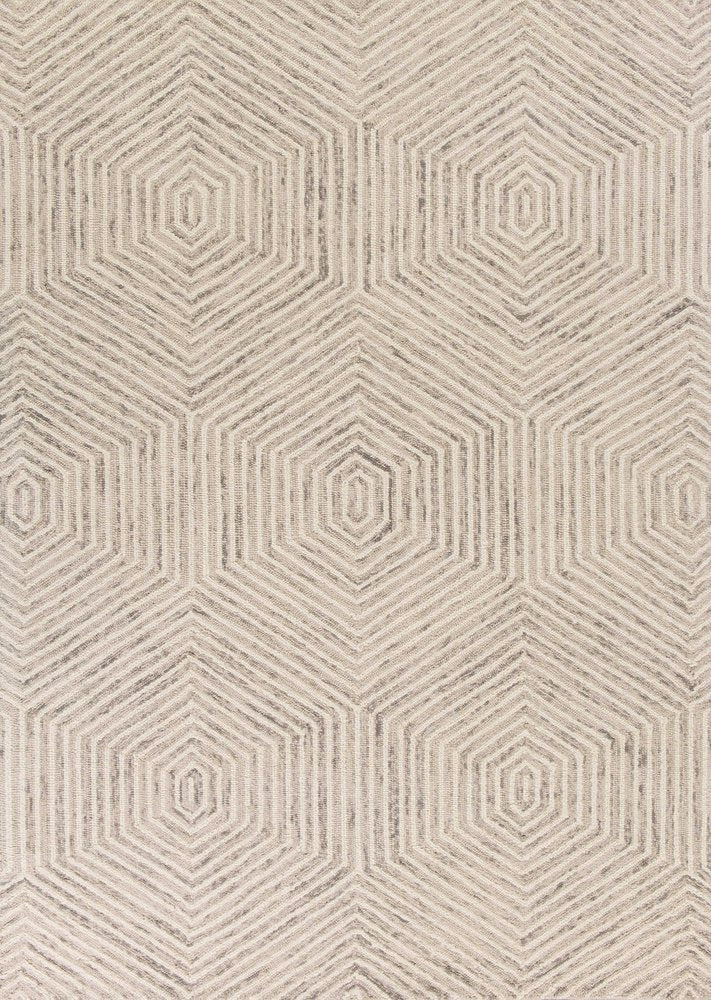 5' X 7' Sand And Beige Wool Geometric Hand Tufted Area Rug