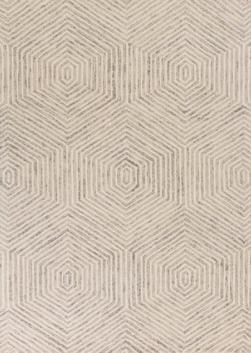 5' X 7' Sand And Beige Wool Geometric Hand Tufted Area Rug