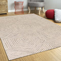 5' X 7' Sand And Beige Wool Geometric Hand Tufted Area Rug