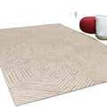 5' X 7' Sand And Beige Wool Geometric Hand Tufted Area Rug
