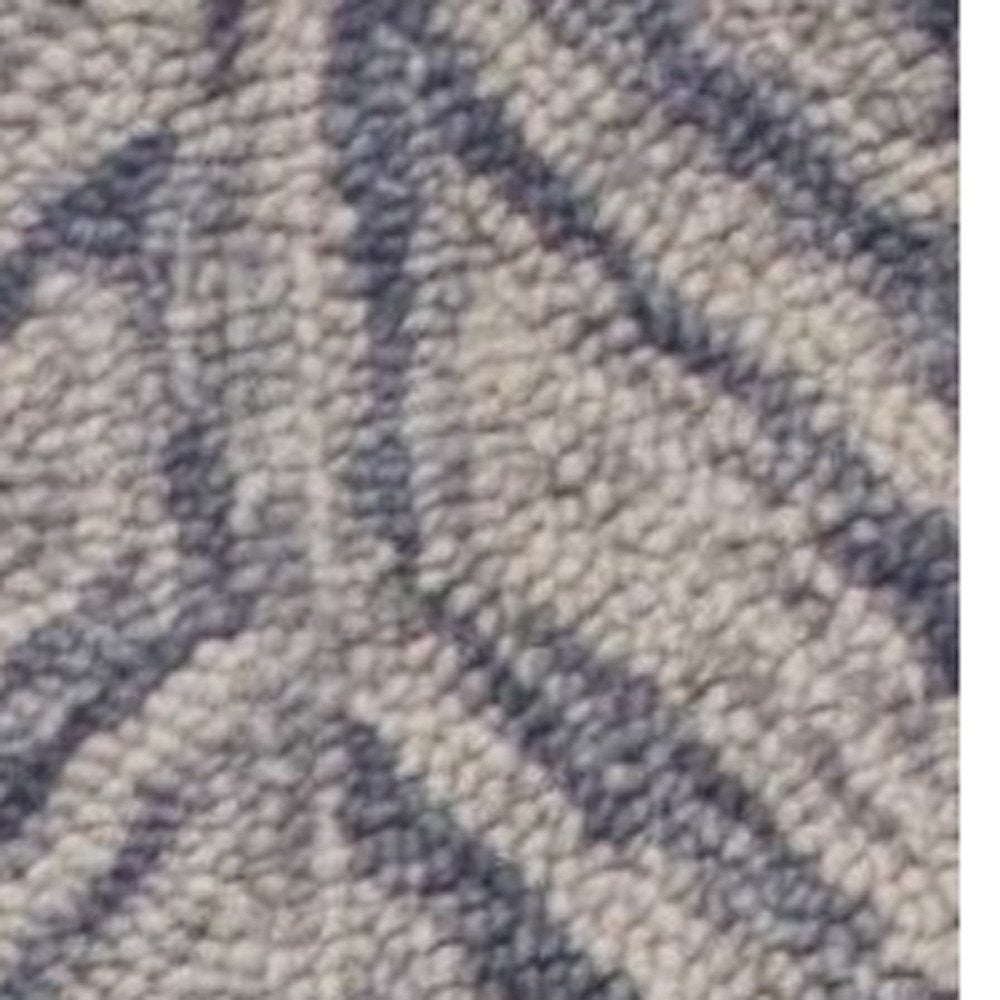2' X 4' Blue And Beige Wool Chevron Hand Tufted Area Rug