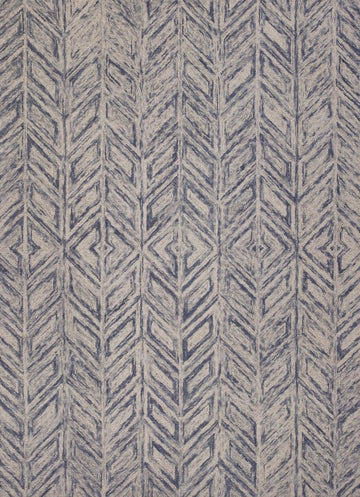 2' X 4' Blue And Beige Wool Chevron Hand Tufted Area Rug