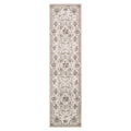 8' Ivory Red And Green Floral Medallion Runner Rug