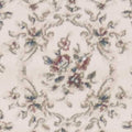 8' Ivory Red And Green Floral Medallion Runner Rug