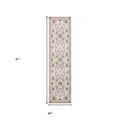 8' Ivory Red And Green Floral Medallion Runner Rug