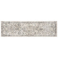 7' Ivory And Gray Floral Medallion Distressed Runner Rug