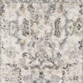 7' Ivory And Gray Floral Medallion Distressed Runner Rug