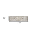 7' Ivory And Gray Floral Medallion Distressed Runner Rug